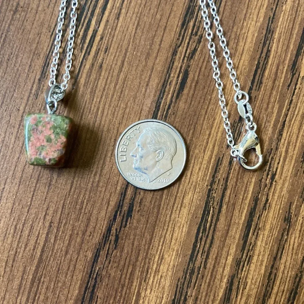 Genuine Unakite Stone Pendant and Necklace J4 - Picture 4 of 8